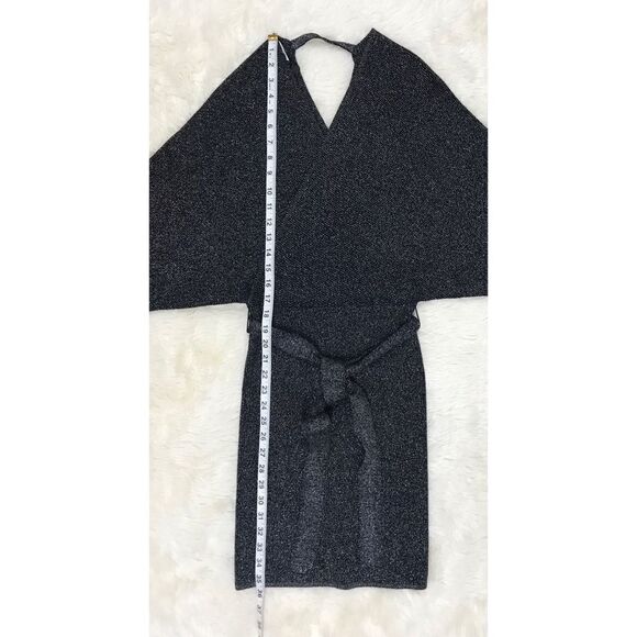 GIANNI BINI Alston Sexy Low Cut Sweater Dress Belted Black Gray Sz XS Small New - Picture 15 of 16